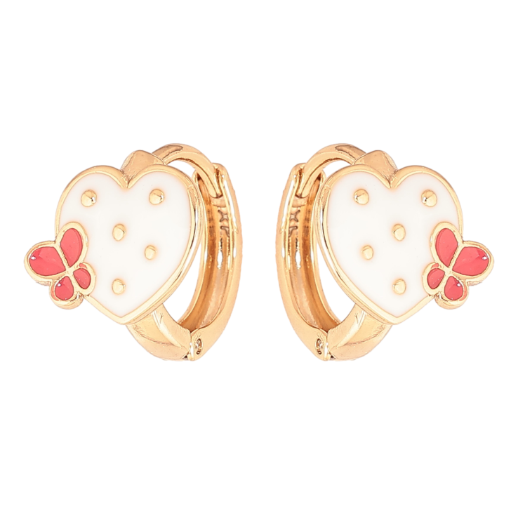 Сережки Xuping колір позолота 18К колечка сердечки з білою емаллю фото №15 Сережки Xuping колір позолота 18К колечка сердечки з білою емаллю фото №15