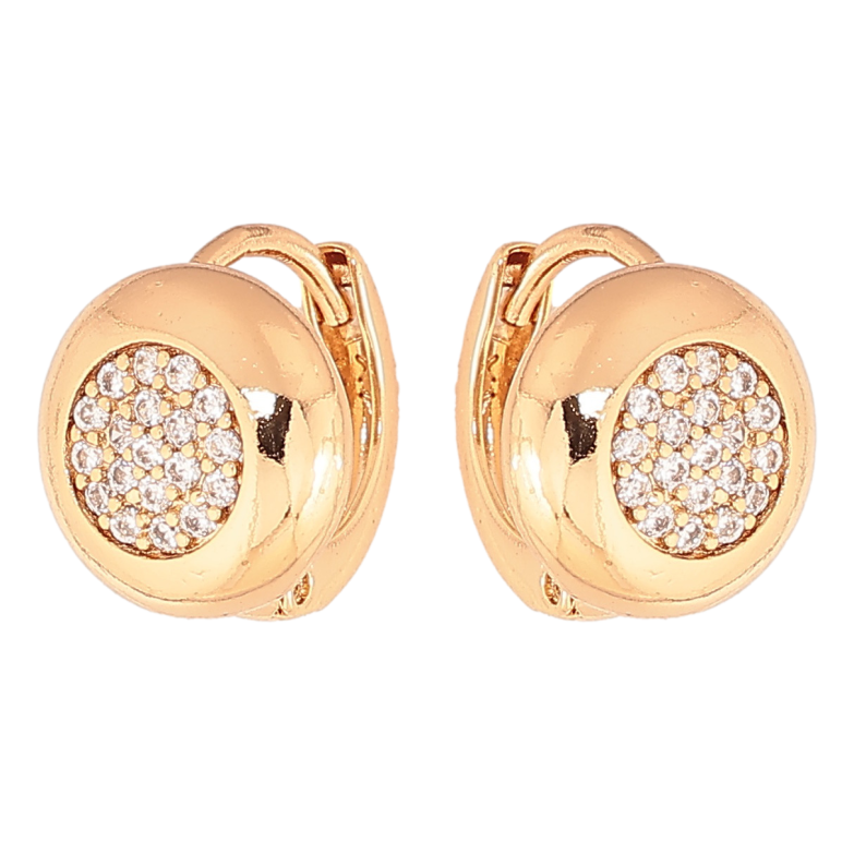 Сережки Xuping колір позолота 18К колечка візерунок з інкрустацією кристалами фото №1