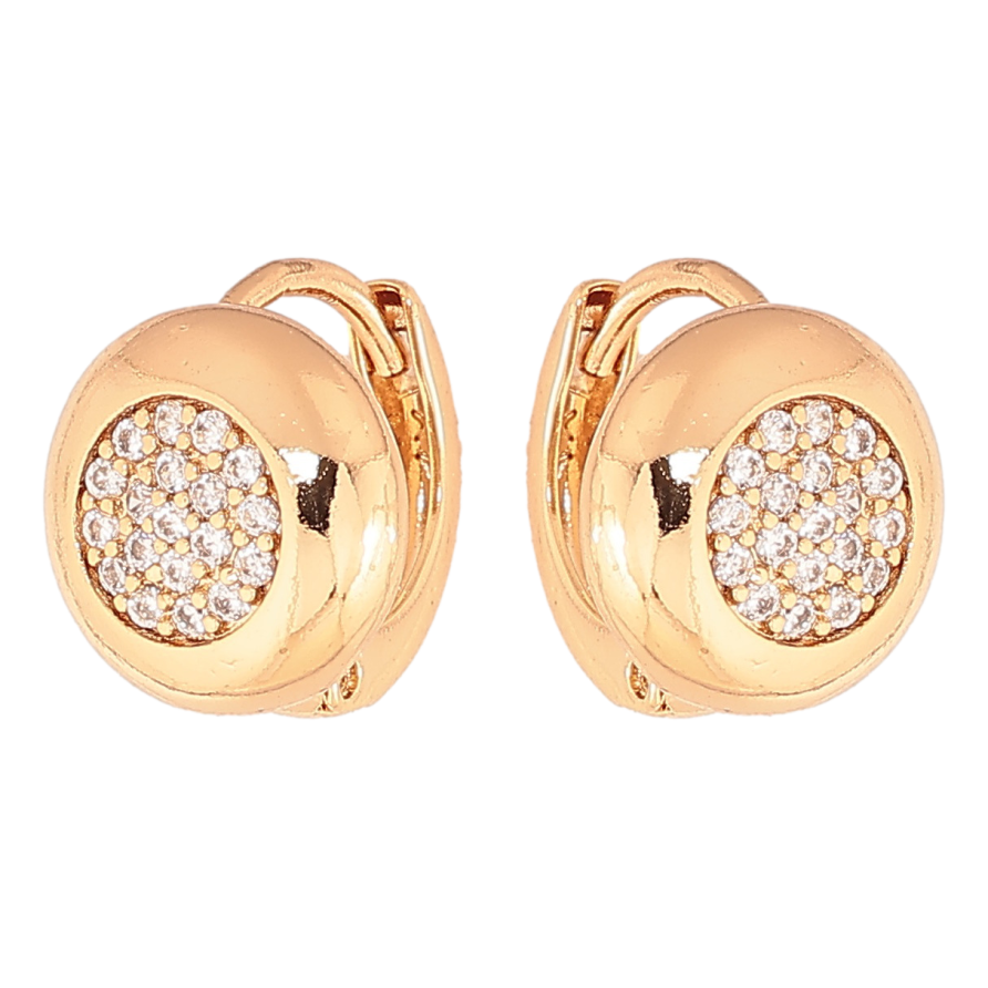 Сережки Xuping колір позолота 18К колечка візерунок з інкрустацією кристалами фото №1