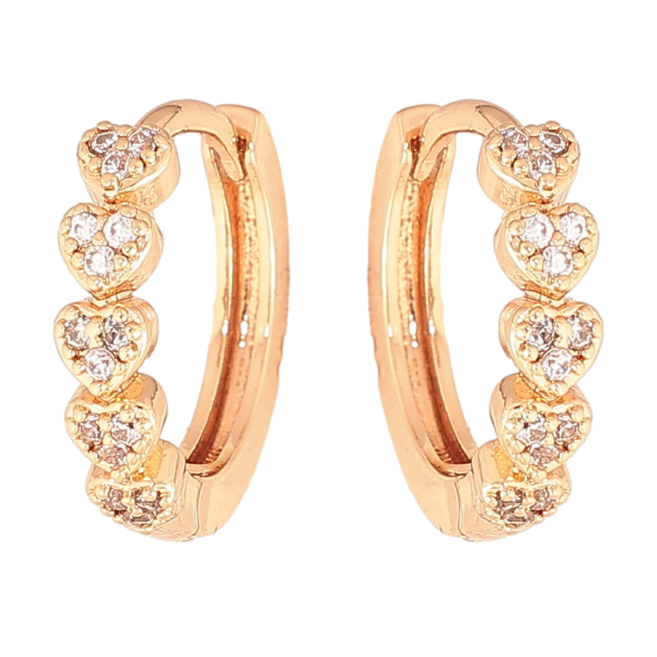 Сережки Xuping колір позолота 18К колечка візерунок сердечка з кристалами фото №15