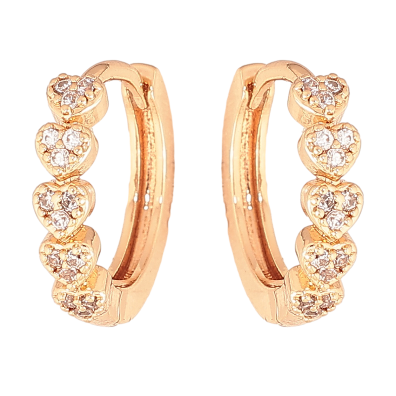 Серьги Xuping цвет позолота 18К колечки узор сердечки с кристаллами фото №1