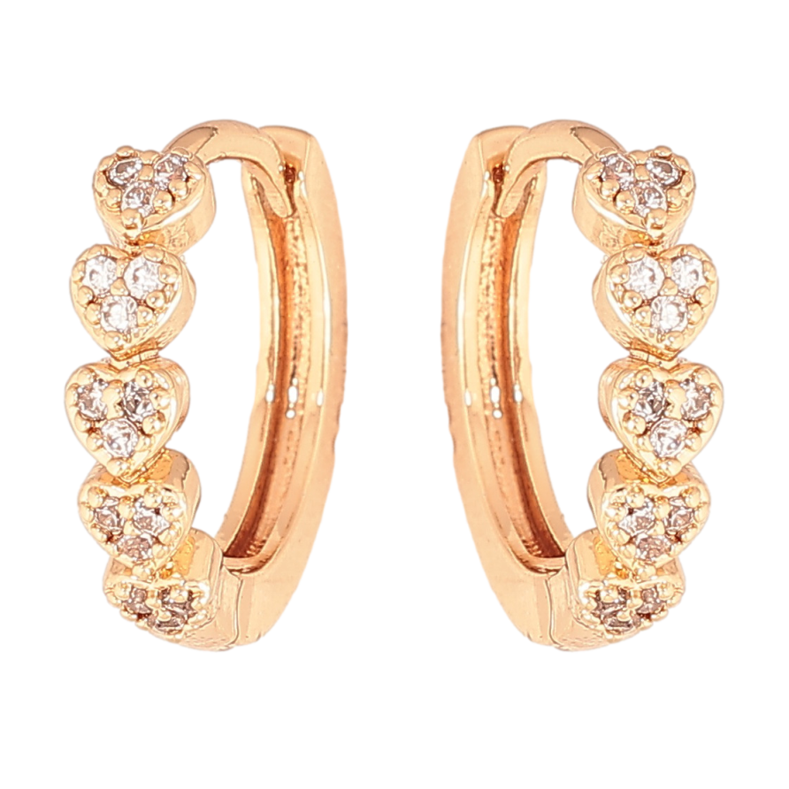 Сережки Xuping колір позолота 18К колечка візерунок сердечка з кристалами фото №1