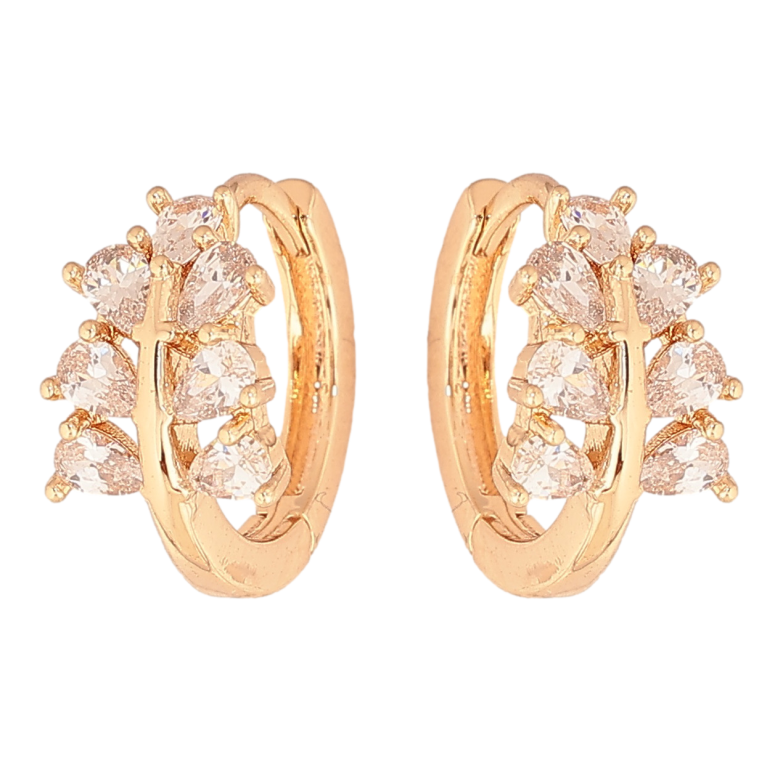 Сережки Xuping колір позолота 18К колечка візерунок з кристалами фото №1