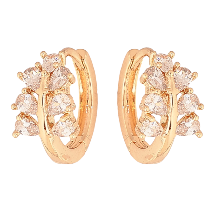 Сережки Xuping колір позолота 18К колечка візерунок з кристалами фото №1