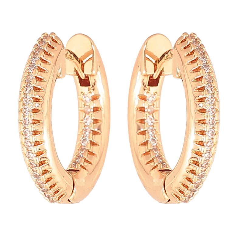 Серьги Xuping цвет позолота 18К колечки дорожки кристаллов фото №1