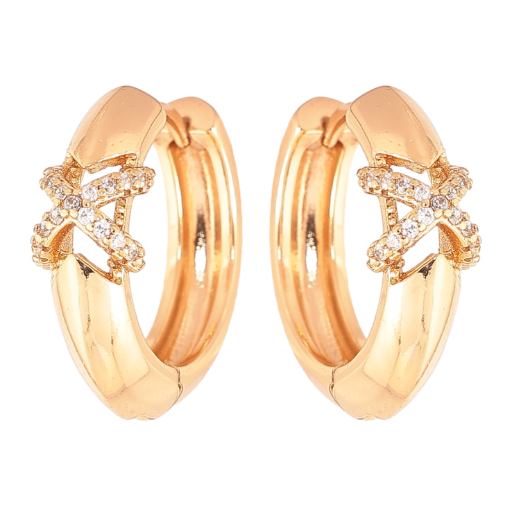 Серьги Xuping цвет позолота 18К колечки узор с кристаллами фото №8