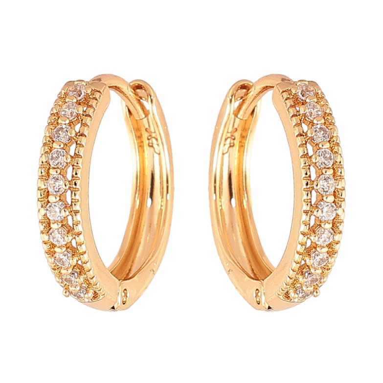 Серьги Xuping цвет позолота 18К колечки узор с кристаллами фото №1 Серьги Xuping цвет позолота 18К колечки узор с кристаллами фото №1