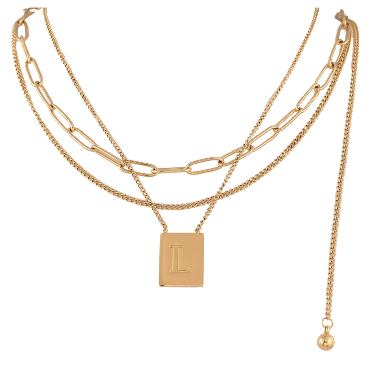 Колье Нержавеющая сталь "Тройная цепочка с подвеской" длина 40-45см х 2-4мм фото №25