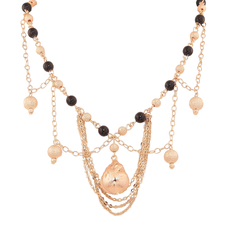 Колье Xuping M&L цвет 18К "Узор с черными бусинами" длина 45-50см х 5-6мм фото №1 Колье Xuping M&L цвет 18К "Узор с черными бусинами" длина 45-50см х 5-6мм фото №1