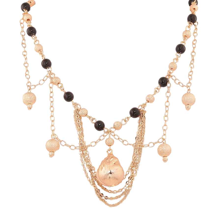 Колье Xuping M&L цвет 18К "Узор с черными бусинами" длина 45-50см х 5-6мм фото №1 Колье Xuping M&L цвет 18К "Узор с черными бусинами" длина 45-50см х 5-6мм фото №1