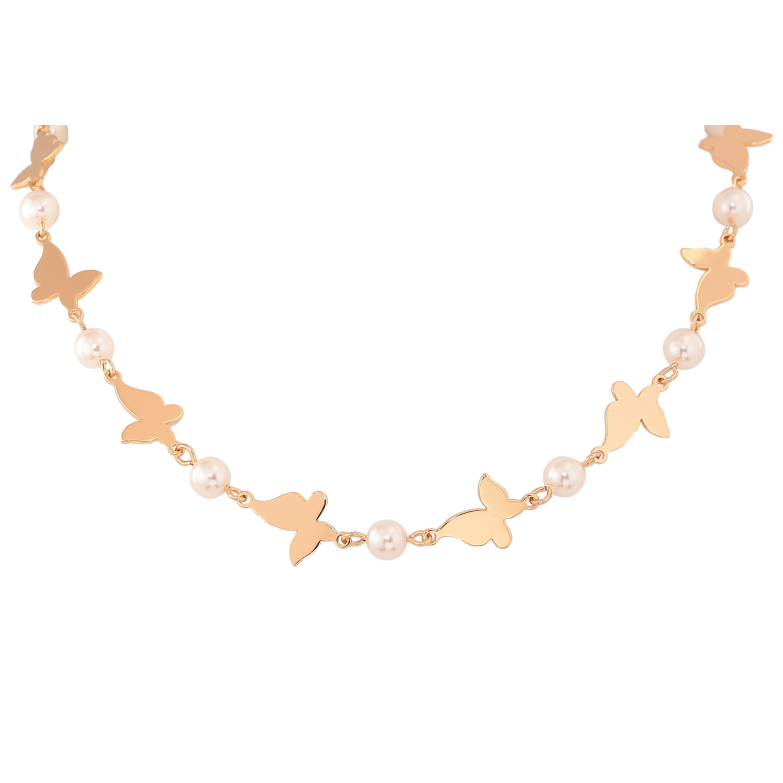 Кольє Xuping M&L колір 18К "Метелики з перлинами" розмір 44-49см х 6-12мм фото №1 Кольє Xuping M&L колір 18К "Метелики з перлинами" розмір 44-49см х 6-12мм фото №1