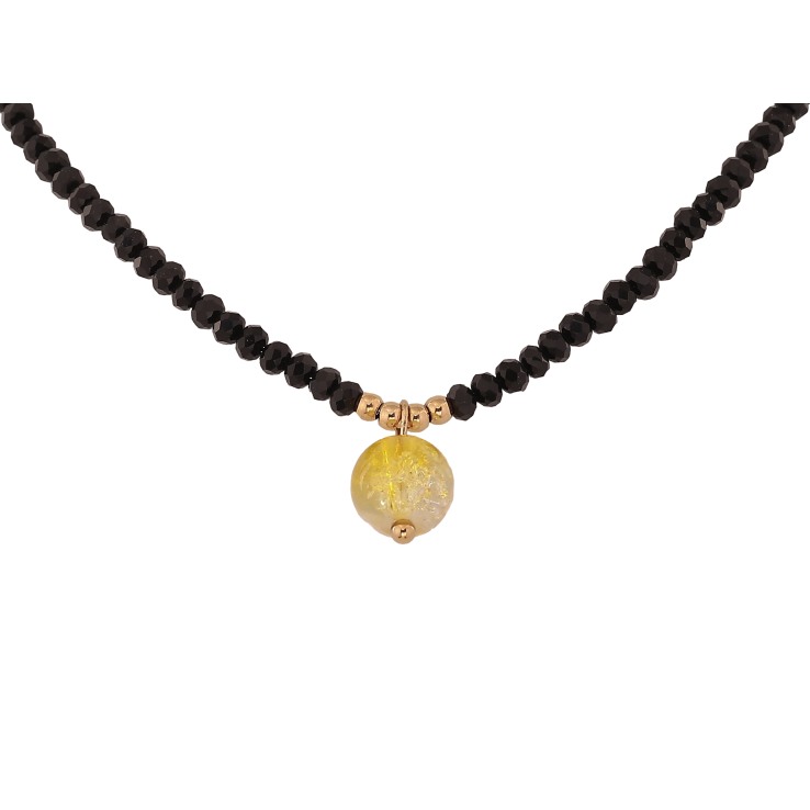 Кольє Xuping ТТМ Stainless Steel колір 14К "Чорне намисто з жовтою намистиною, ø 10мм" довжина 45-50см х 3-4мм фото №12
