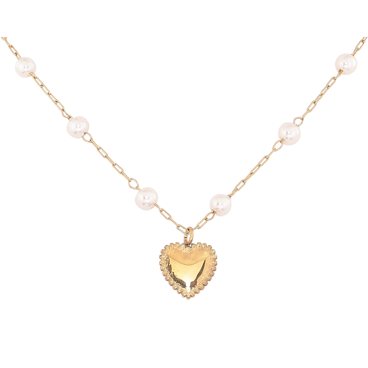Кольє Xuping ТТМ Stainless Steel колір 14К "Ланцюжок з перлинними намистами і серцем" довжина 44-49см х 1-4мм фото №17