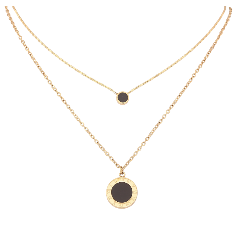 Кольє Xuping ТТМ Stainless Steel колір 14К "Два ланцюжки з підвісками" довжина 41-46см х 1мм фото №1