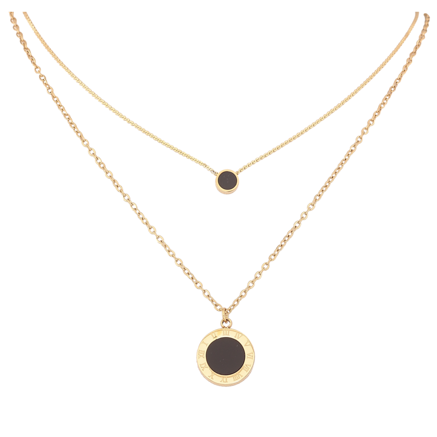 Кольє Xuping ТТМ Stainless Steel колір 14К "Два ланцюжки з підвісками" довжина 41-46см х 1мм фото №1