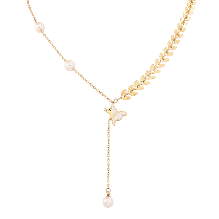 Колье Xuping ТТМ Stainless Steel цвет 14К "Бабочка с жемчужинами" длина 44-48см х 1.5-7мм фото №19