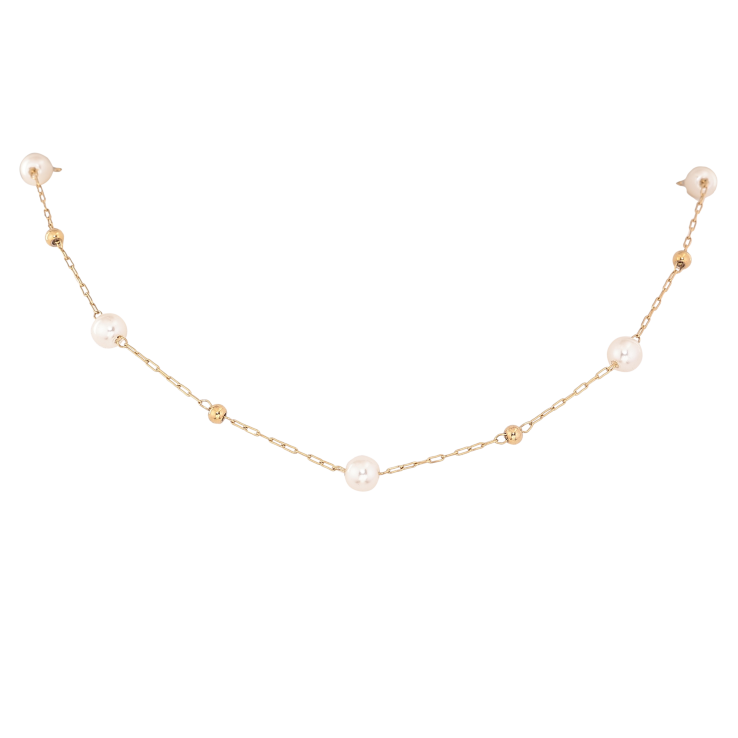 Кольє Xuping ТТМ Stainless Steel колір 14К "Ланцюжок з перлинними намистами" довжина 45-50см х 1-5мм фото №21