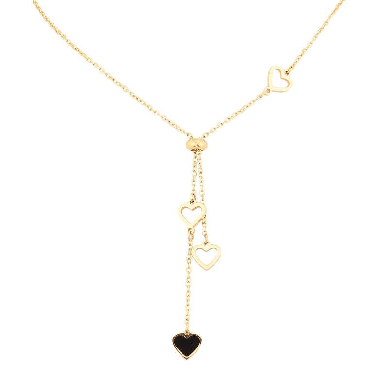 Колье Xuping ТТМ Stainless Steel цвет 14К "Сердечки" длина 46-52см х 1.5-8мм фото №2 Колье Xuping ТТМ Stainless Steel цвет 14К "Сердечки" длина 46-52см х 1.5-8мм фото №2