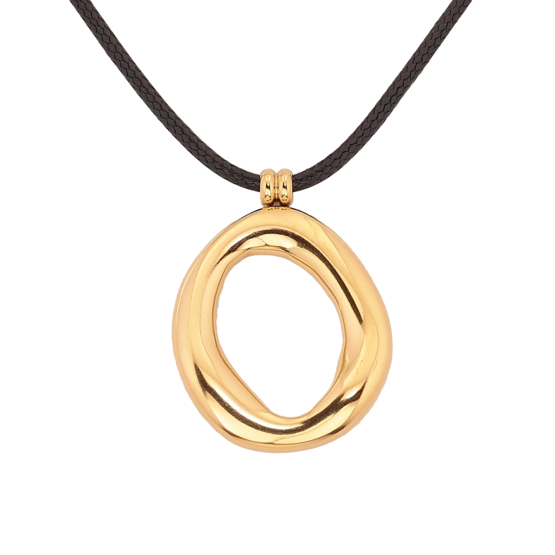 Підвіска на шнурі Xuping ТТМ Stainless Steel колір 14К "Кругла підвіска" довжина 42-47см х 2мм фото №1