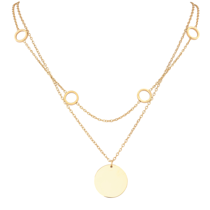 Колье Xuping ТТМ Stainless Steel цвет 14К "Две цепочки с подвеской" длина 42-47см х 1.5мм фото №23