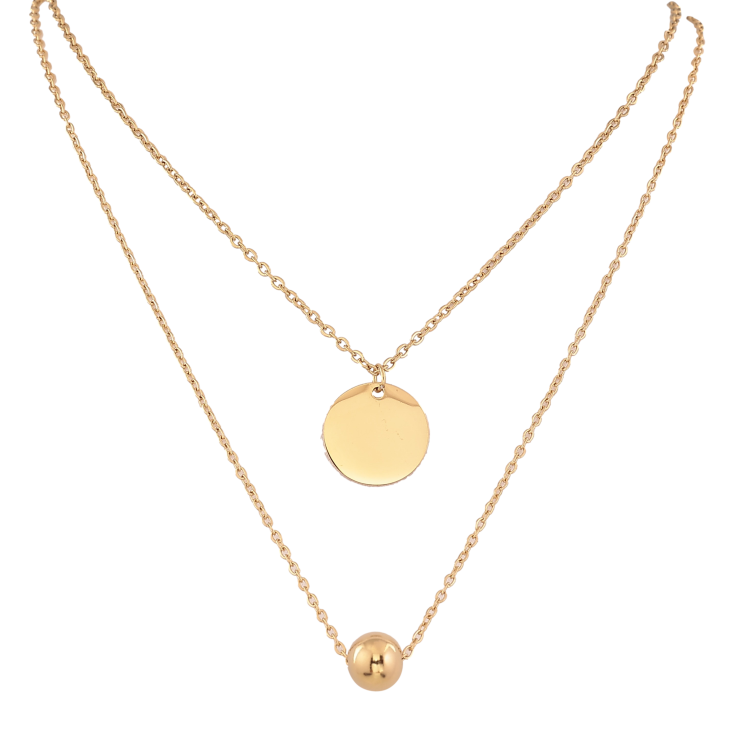 Кольє Xuping ТТМ Stainless Steel колір 14К "Два ланцюжка з підвісками" довжина 38-43см х 1.5мм фото №7