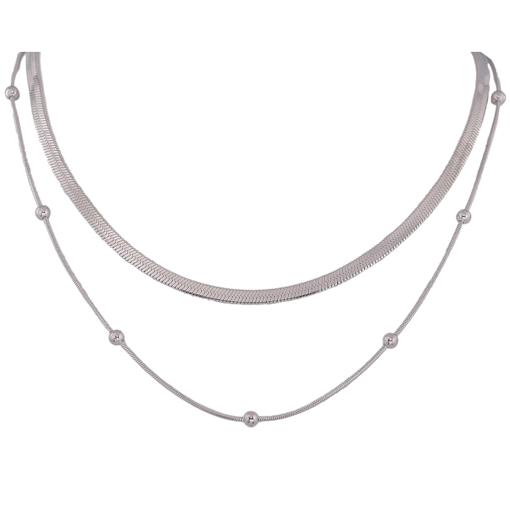 Кольє Xuping ТТМ Stainless Steel колір Родій "Подвійний ланцюжок" довжина 41-46см х 1-3мм фото №25