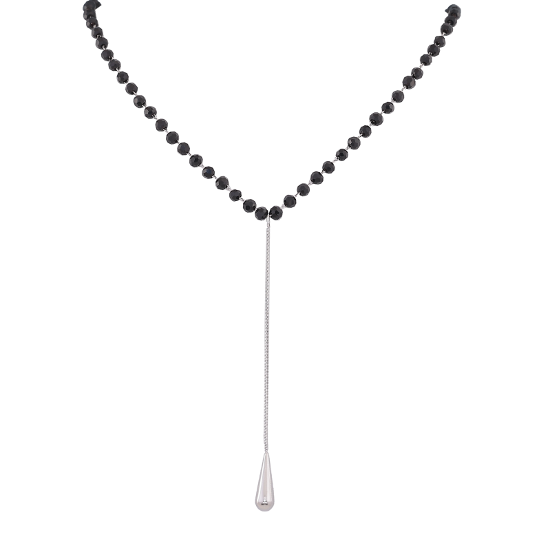 Кольє Xuping ТТМ Stainless Steel колір Родій "Чорні намистини з підвіскою" довжина 40-45см х 3мм фото №1 Кольє Xuping ТТМ Stainless Steel колір Родій "Чорні намистини з підвіскою" довжина 40-45см х 3мм фото №1
