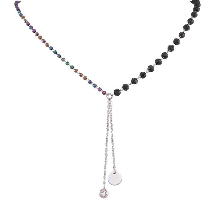 Кольє Xuping ТТМ Stainless Steel колір Родій "Чорні та кольорові намистини з підвісками" довжина 45-50см х 2-4мм фото №16