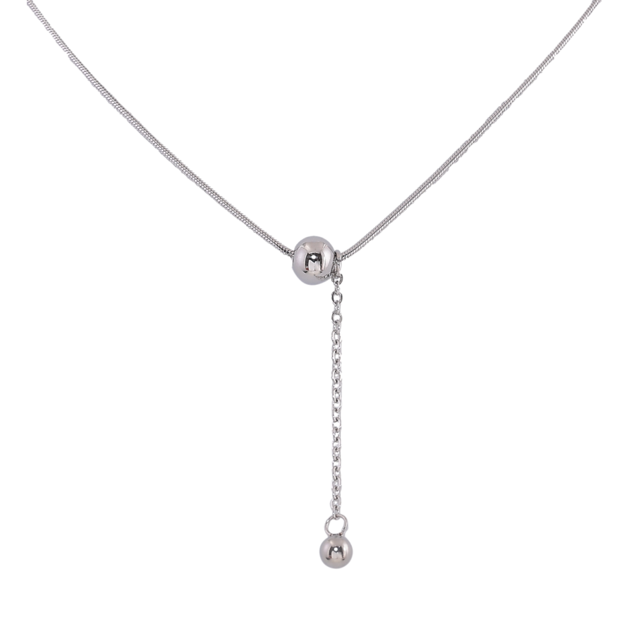 Кольє Xuping ТТМ Stainless Steel колір Родій "Кульки, ø 4мм і 6мм" довжина 46-51см х 1мм фото №1