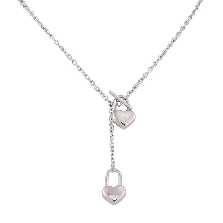 Колье Xuping ТТМ Stainless Steel цвет Родий "Сердечки-замочки" длинна 41см х 3мм фото №1