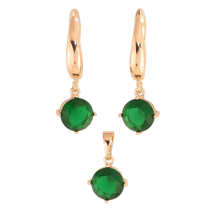 Набор Xuping M&L цвет 18K Серьги Кулон "Зеленые кристаллы" ø 8мм фото №6 Набор Xuping M&L цвет 18K Серьги Кулон "Зеленые кристаллы" ø 8мм фото №6