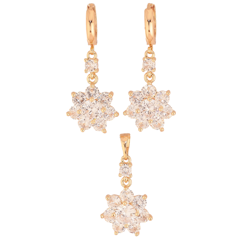 Набір Xuping M&L колір 18K Сережки Кулон "Кристальні квіточки" фото №1