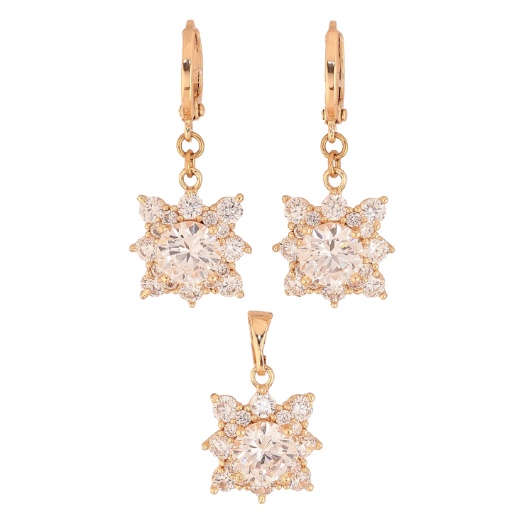 Набір Xuping M&L колір 18K Сережки Кулон "Кристальні зірки" фото №6 Набір Xuping M&L колір 18K Сережки Кулон "Кристальні зірки" фото №6