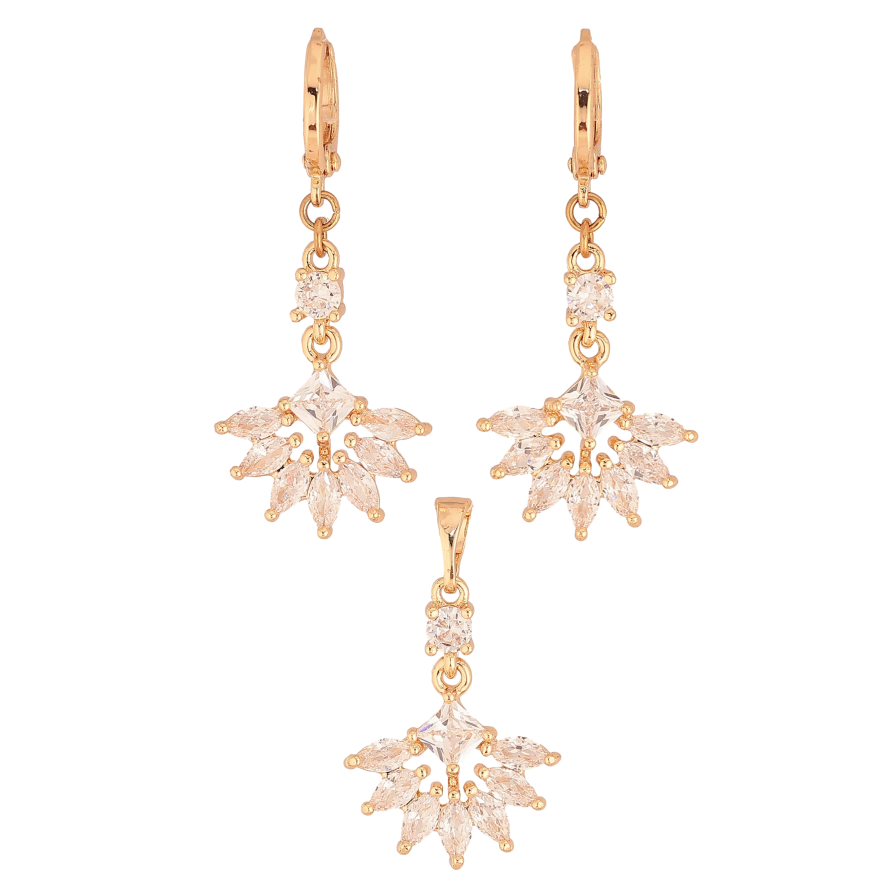 Набір Xuping M&L колір 18K Сережки Кулон "Вишукане кристальне віяло" фото №1