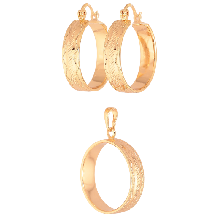 Набор Xuping M&L цвет 18K Серьги Кулон "Кольца" ø 2.5см фото №2 Набор Xuping M&L цвет 18K Серьги Кулон "Кольца" ø 2.5см фото №2