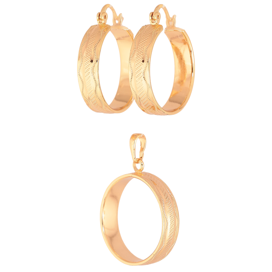 Набор Xuping M&L цвет 18K Серьги Кулон "Кольца" ø 2.5см фото №1 Набор Xuping M&L цвет 18K Серьги Кулон "Кольца" ø 2.5см фото №1