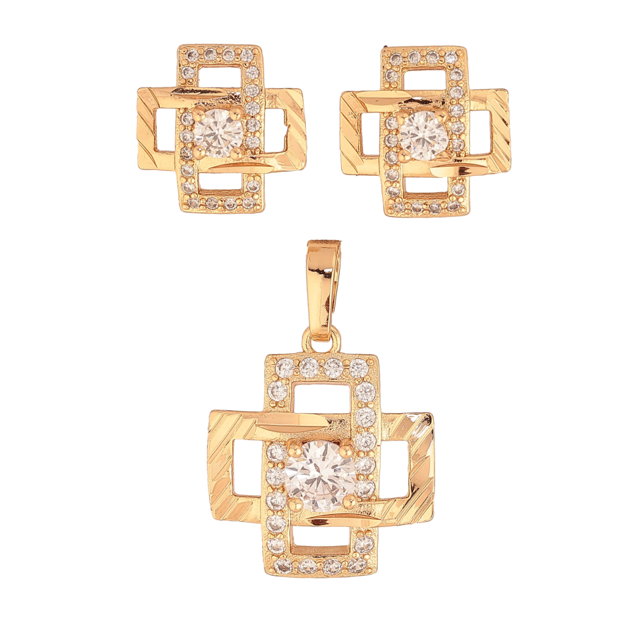 Набор Xuping цвет Позолота 18K Серьги Кулон "Декоративные кресты с кристаллами" фото №1 Набор Xuping цвет Позолота 18K Серьги Кулон "Декоративные кресты с кристаллами" фото №1