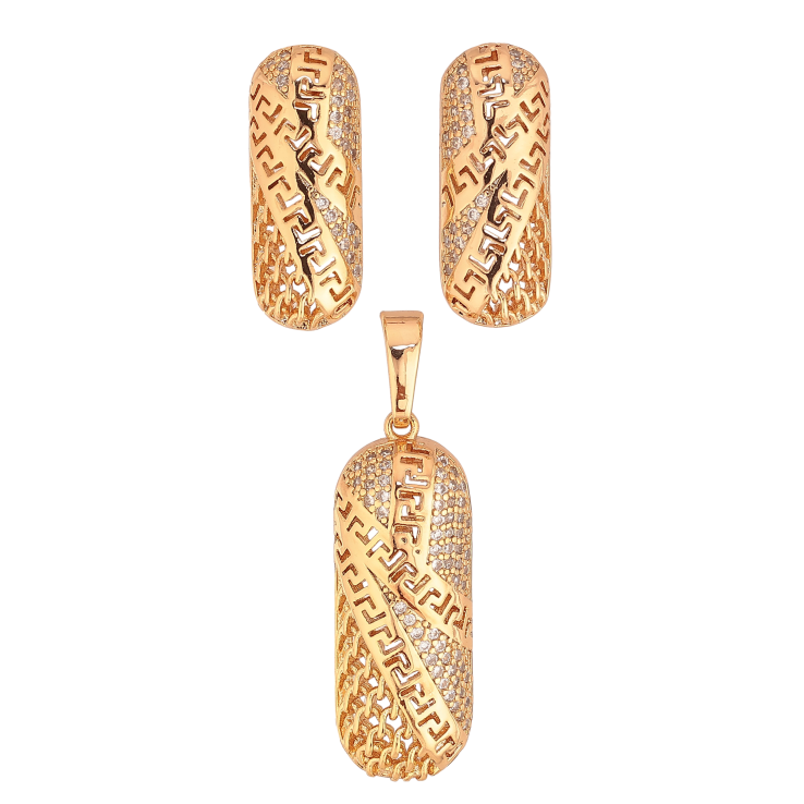 Набір Xuping колір Позолота 18K Кулон сережки "Декоративний комбінований орнамент з дрібними кристалами" фото №21 Набір Xuping колір Позолота 18K Кулон сережки "Декоративний комбінований орнамент з дрібними кристалами" фото №21