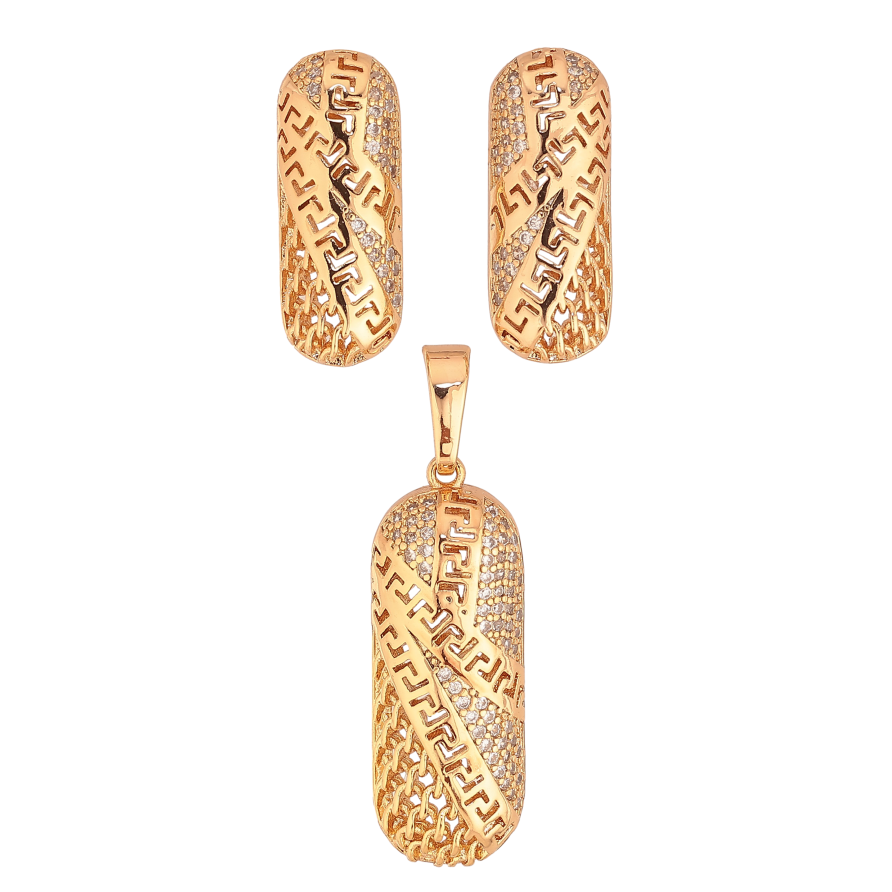 Набір Xuping колір Позолота 18K Кулон сережки "Декоративний комбінований орнамент з дрібними кристалами" фото №1