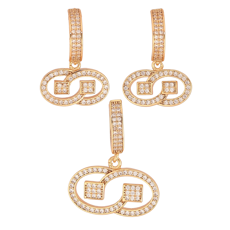 Набір Xuping колір Позолота 18K Сережки Кулон "Орнамент із кристалами" фото №1 Набір Xuping колір Позолота 18K Сережки Кулон "Орнамент із кристалами" фото №1