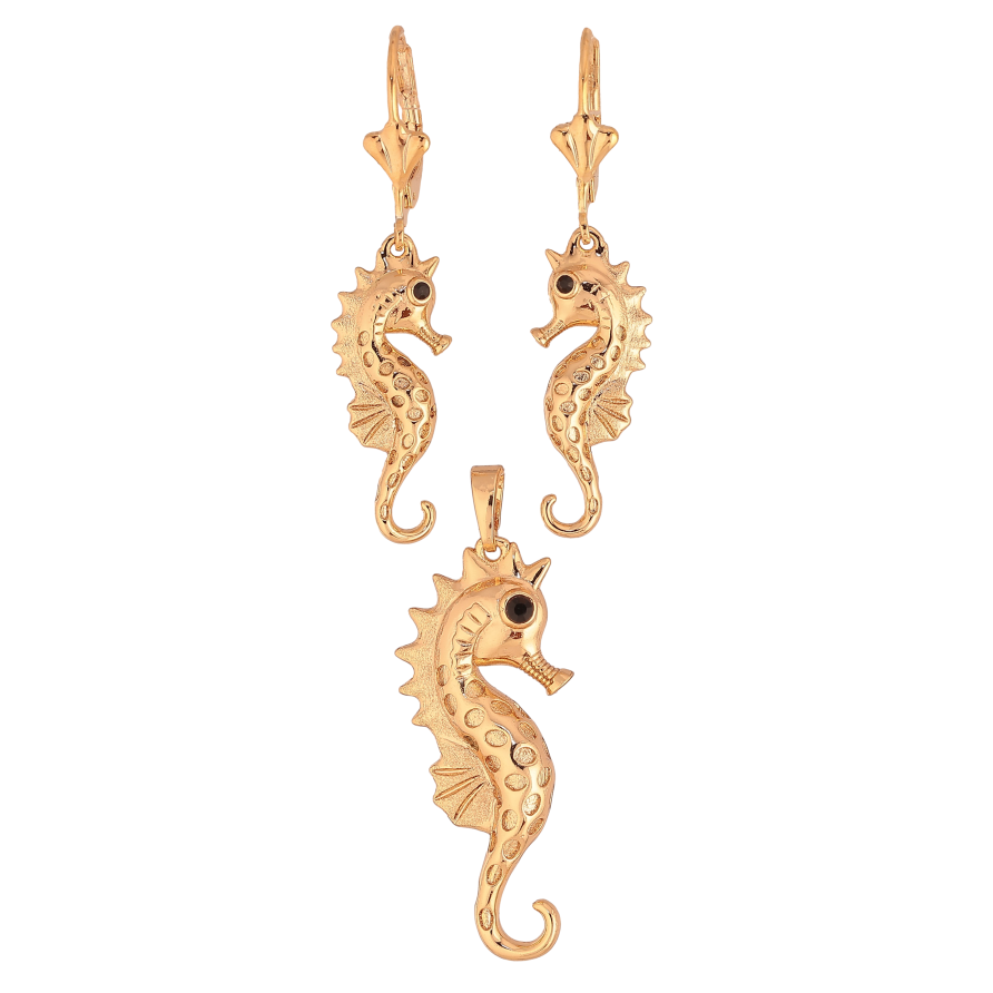 Набор Xuping цвет Позолота 18K Серьги Кулон "Морской коньок" фото №1