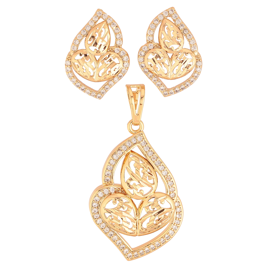 Набор Xuping цвет Позолота 18K Серьги Кулон "Замысловатый орнамент с кристаллами" фото №1