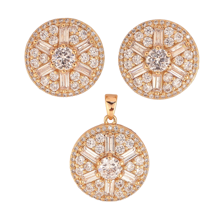 Набір Xuping колір Позолота 18K Сережки Кулон "Інкрустація кристалами" фото №1 Набір Xuping колір Позолота 18K Сережки Кулон "Інкрустація кристалами" фото №1