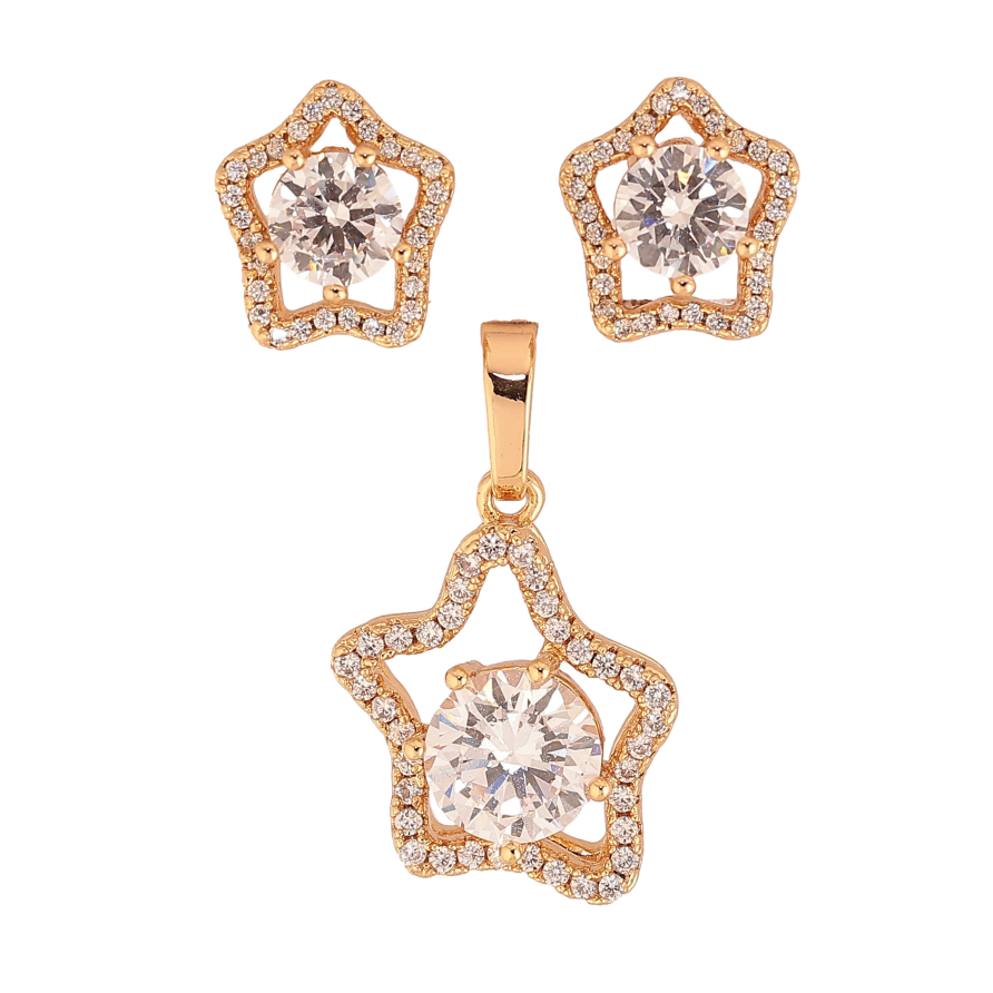 Набор Xuping цвет Позолота 18K Серьги Кулон "Звездочки с кристаллами" фото №1