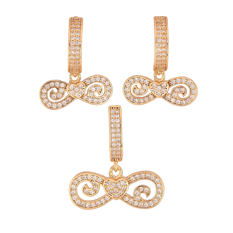 Набор Xuping цвет Позолота 18K Серьги Кулон "Знак бесконечности инкрустация кристаллами" фото №1