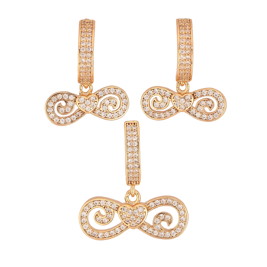 Набор Xuping цвет Позолота 18K Серьги Кулон "Знак бесконечности инкрустация кристаллами" фото №1