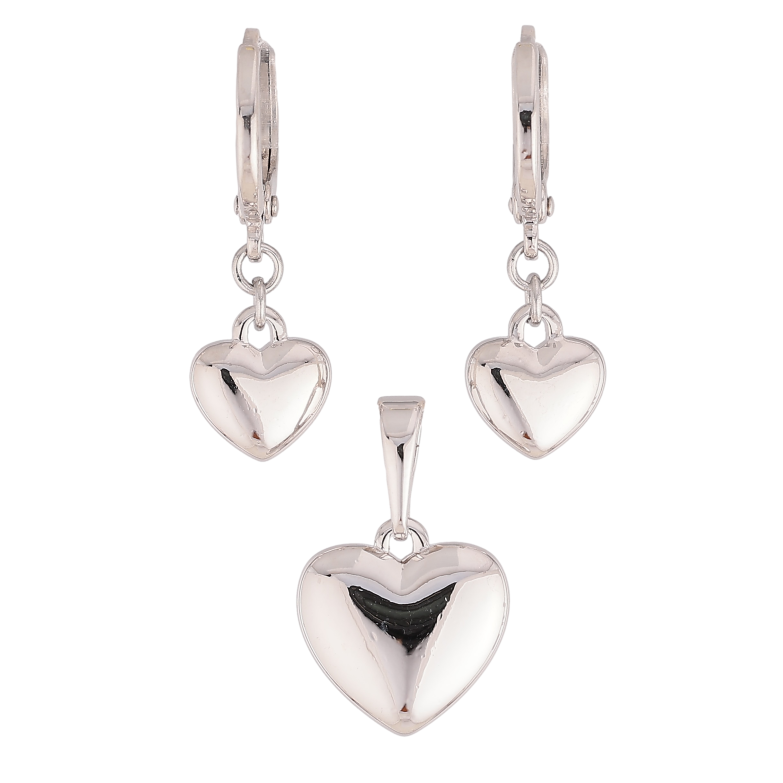 Набір Xuping колір Родій Сережки Кулон "Сердечки" сер. 7х8мм, кул. 11х12мм фото №1 Набір Xuping колір Родій Сережки Кулон "Сердечки" сер. 7х8мм, кул. 11х12мм фото №1