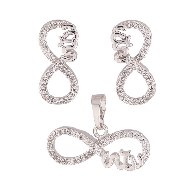 Набір Xuping колір Родій Сережки "Нескінченність" фото №8 Набір Xuping колір Родій Сережки "Нескінченність" фото №8