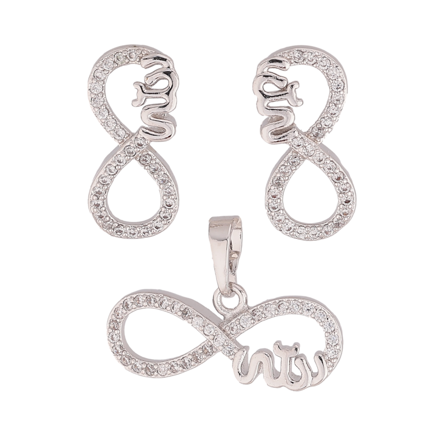 Набір Xuping колір Родій Сережки "Нескінченність" фото №1
