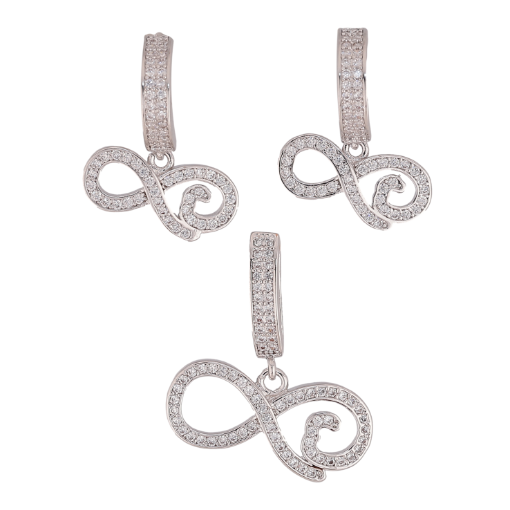 Набір Xuping колір Родій Сережки Кулон "Нескінченність" фото №11 Набір Xuping колір Родій Сережки Кулон "Нескінченність" фото №11